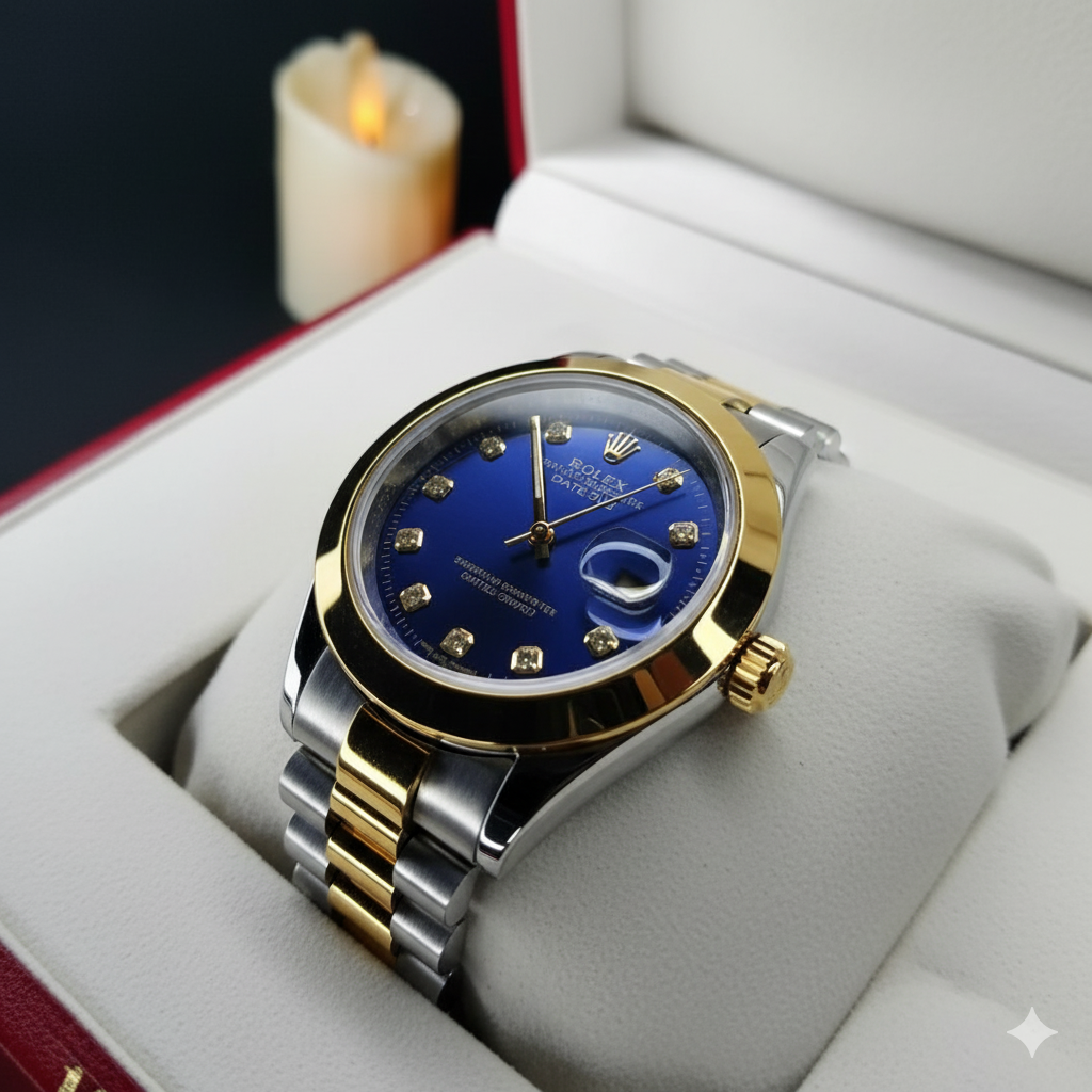 Classic Rolex Datejust: Gold & Silver Blue Dial
